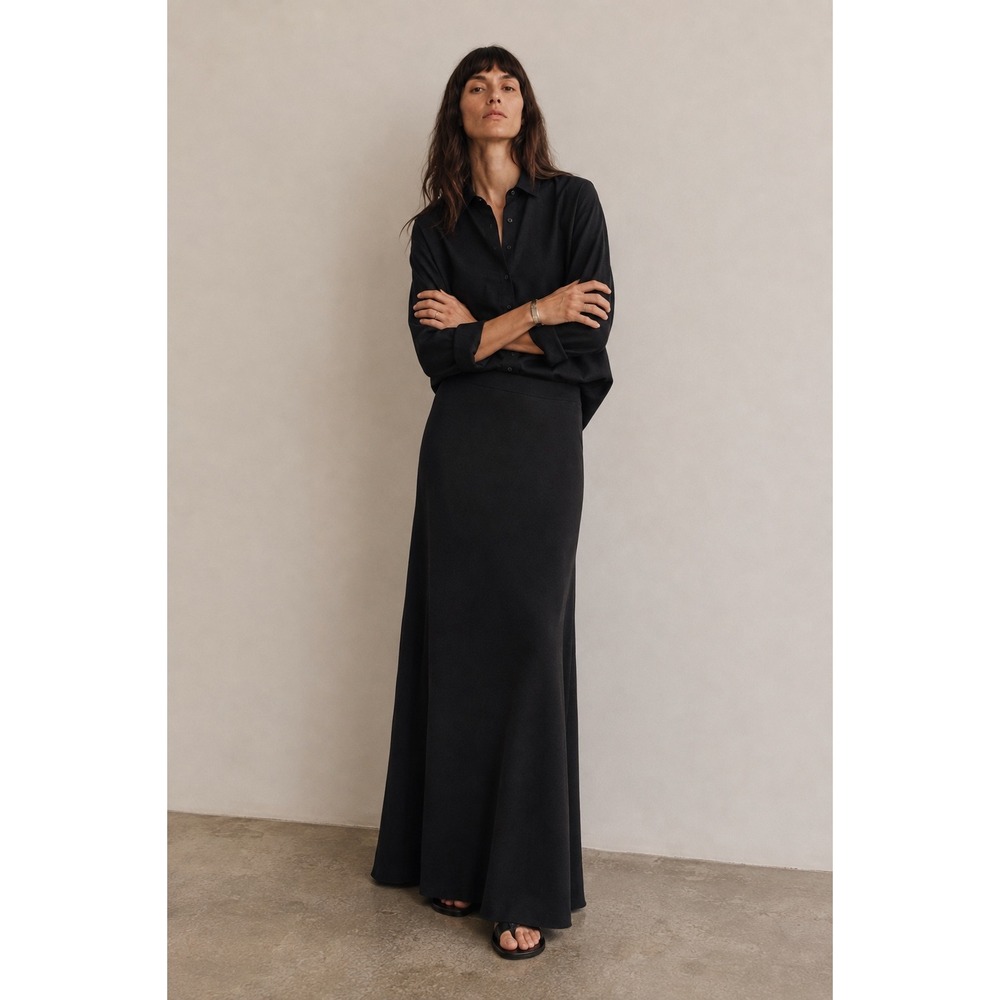 Nili Lotan Black Knit Maxi Skirt Size Large